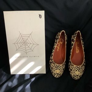 Authentic Charlotte Olympia leopard print flat